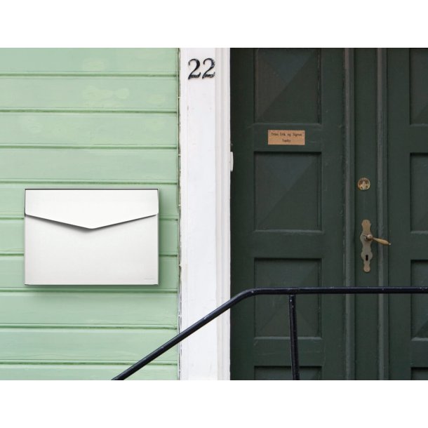 MEFA Letter postkasse - Mat HVID med blank HVID brevklap