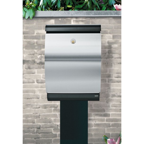 MEFA Trend 300 Puffin postkasse i SORT - Rustfrit stl front