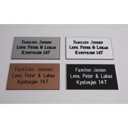 Postkasse skilt - SORT med hvid tekst  55x100 mm