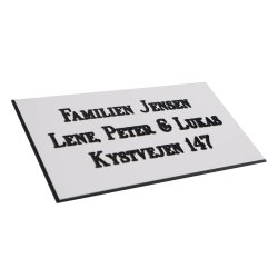 Postkasse skilt - HVIDT med sort tekst 55x100 mm.