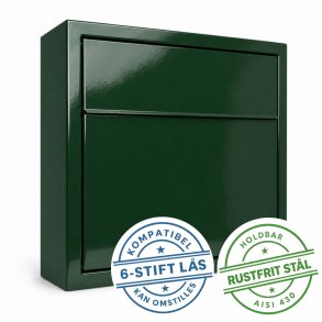 ELEGANCE EXCLUSIVE postkasse - Dansk 6 stift l�s - Klassisk RacingGreen lakering