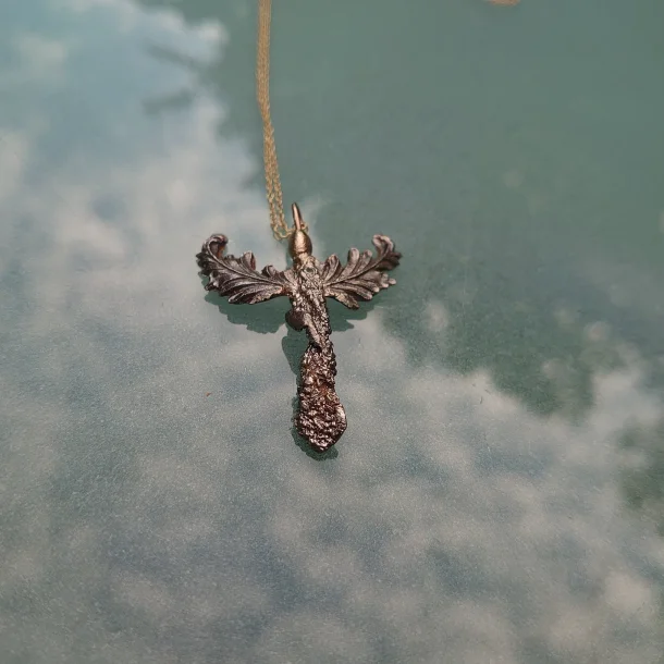 H�ndlavet smuk skytsengel af GuldBronze og JernBronze : 1256