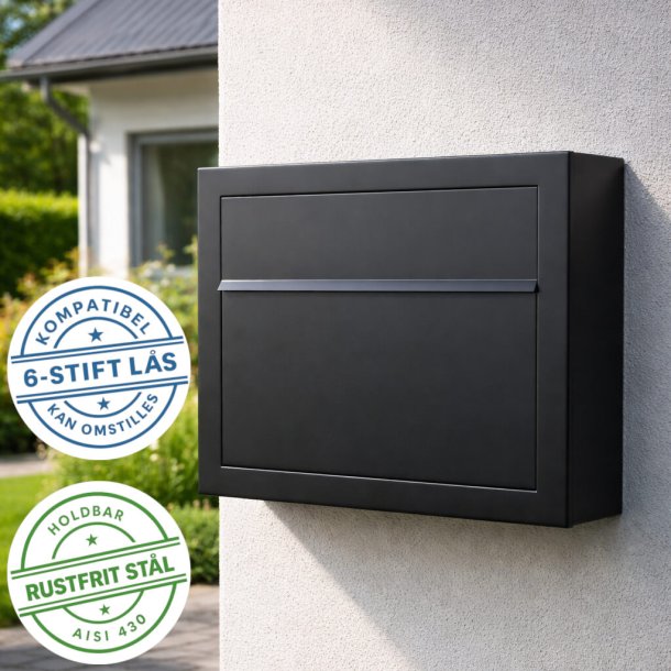 ELEGANCE EXCLUSIVE postkasse - med Dansk 6-stifts l�s - klassisk design