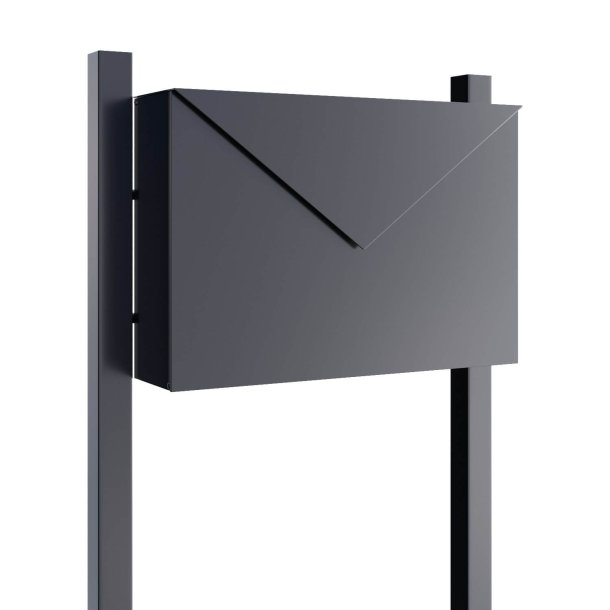Designpostkasse - KUVERT postkasse i antracit lakering Inkl. stander