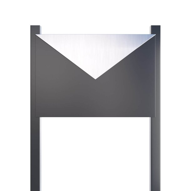 Antracit design postkasse med brevklap i Rustfrit stl - KUVERT Inkl. postkassestander
