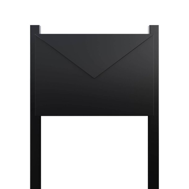 Designpostkasse - KUVERT postkasse i sort lakering Incl. stander