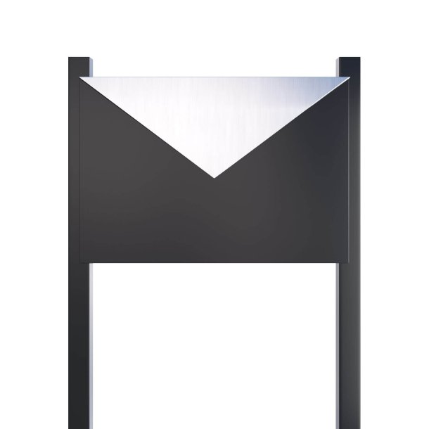 Sort design postkasse med brevklap i Rustfritstl- KUVERT Incl. sort postkassestander