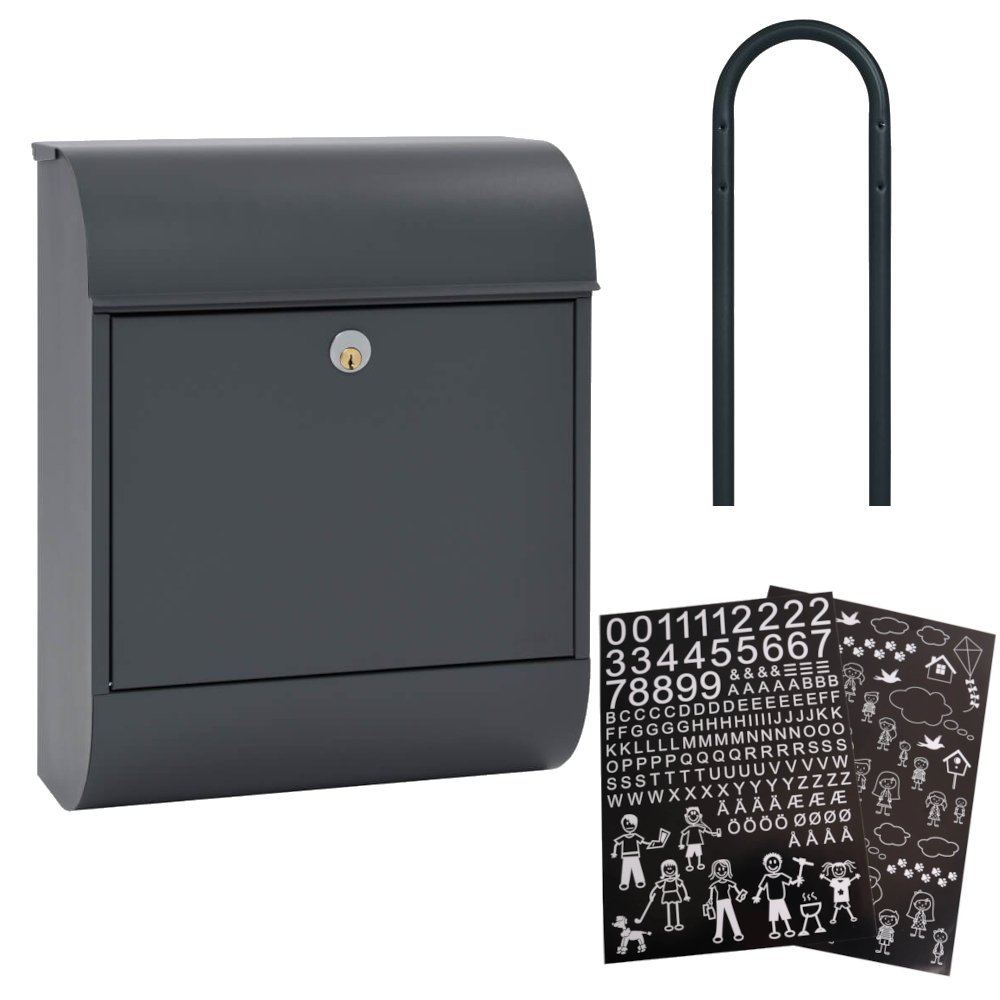 MEFA Pearl postkasse-sæt i sort Incl. stander og Hvide stickers ...