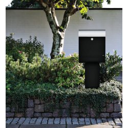 MEFA Pearl Postkasse i Sort med Rustfritstl Indkast