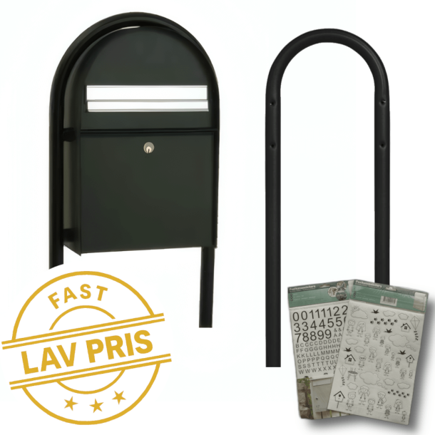 Postkassest med MEFA Amber Sort lakering Incl. buestander, Sikkerhedsls - hvidt stickers ark