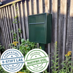 BASE Exclusive postkasse - RacingGreen - Dansk 6 Stift l�s