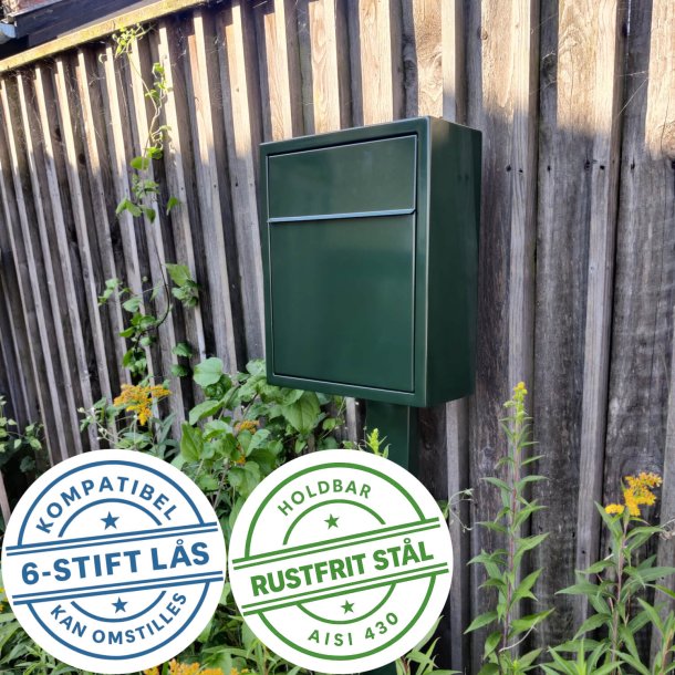 BASE Exclusive postkasse - RacingGreen - Dansk 6 Stift l�s