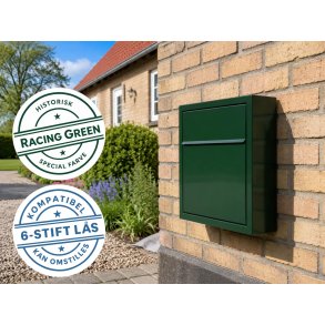 BASE Exclusive postkasse - RacingGreen - Dansk 6 Stift l�s