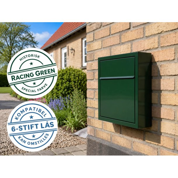 BASE Exclusive postkasse - RacingGreen - Dansk 6 Stift l�s