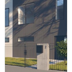 BASE Exclusive postkasse - med Dansk 6-stifts ls - Rustfrit Stl Indkast - Inkl. SORT Stickersark