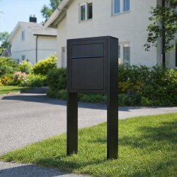 Sort BASE standard postkasse med stander - med skjult l�s