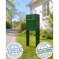 Base Exclusive postkasse med Stander - RacingGreen - med 6 stift l�s