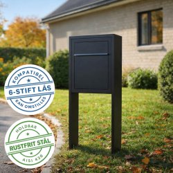 Sort Base Exclusive postkasse med stander - 6 stift l�s - klassisk design