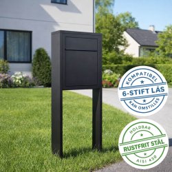 Sort Base Exclusive postkasse med stander - 6 stift l�s - klassisk design