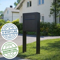 Sort Base Exclusive postkasse med stander - 6 stift l�s - klassisk design