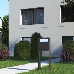 Sort BASE standard postkasse med stander - med skjult ls