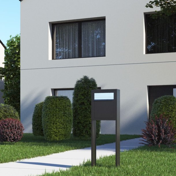 Sort BASE standard postkasse med stander - med skjult ls