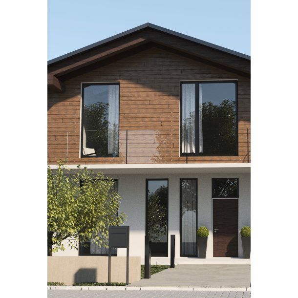 Sort Base Exclusive postkasse m. stander - 6-stift ls - Rustfrit Stl Indkast - + SORT Stickesark