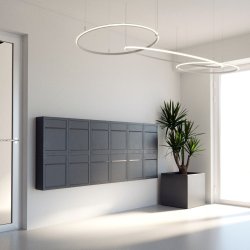 BASE Exclusive postkasse - med Dansk 6-stifts ls - Rustfrit Stl Indkast - Inkl. SORT Stickersark