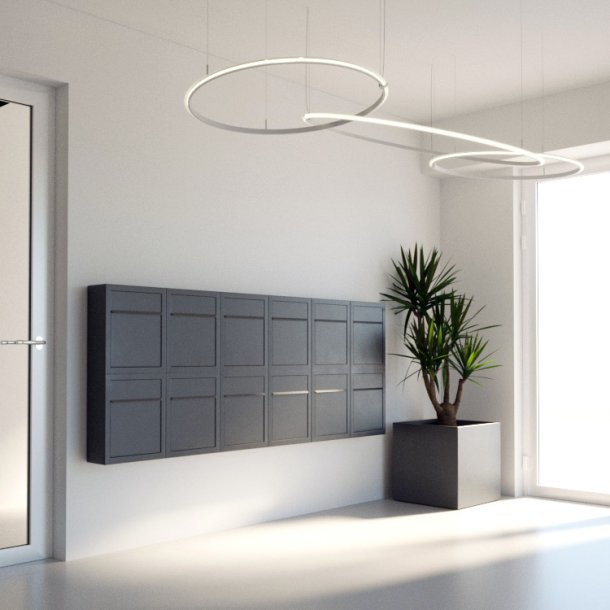 BASE Exclusive postkasse - med Dansk 6-stifts ls - Rustfrit Stl Indkast - Inkl. SORT Stickersark