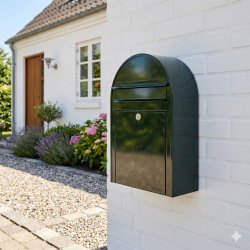 SORT GR�N BobiClassic-S postkasse - RAL 6064 - med Dansk 6 stift l�s