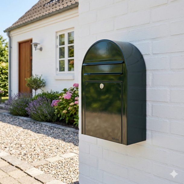 SORT GR�N BobiClassic-S postkasse - RAL 6064 - med Dansk 6 stift l�s