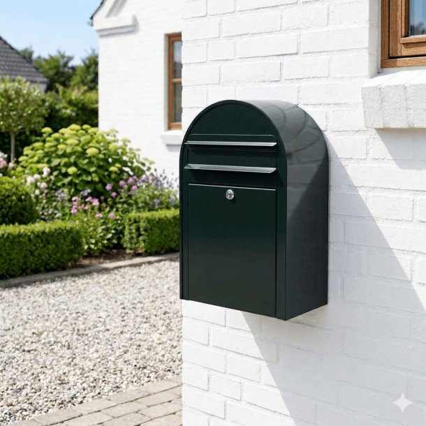 Bobi Classic Sort Gr�n postkasse, med lille sikkerheds l�s