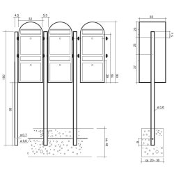 Postkasseanlg med stander - 2 enheder - BobiDuo SORT STRUKTUR