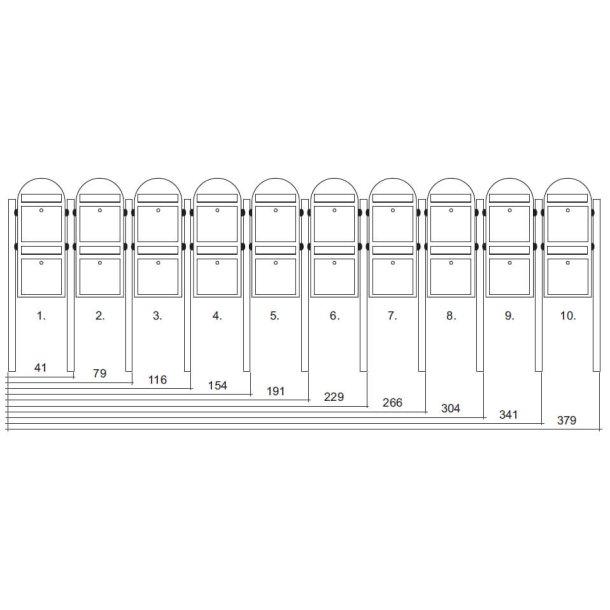 Postkasseanlg med stander - 6 enheder - BobiDuo SORT STRUKTUR