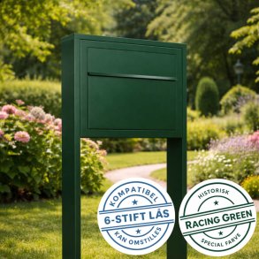 Racing Green ELEGANCE EXCLUSIVE postkasse med stander - med dansk 6-stifts l�s  - klassisk design