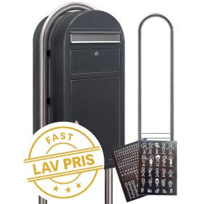 BobiCargo Pakkepostkasse st - GR med Rustfritstl Stander og Indkast