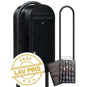 Sort BobiCargo Pakkepostkasse st Inkl. Stander - Hvidt stickersark.