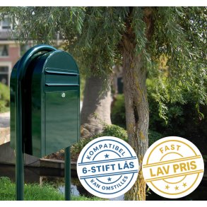 BobiClassic postkasses�t Incl. stander - SORT GR�N / M�RK-GR�N med 6 stift l�s.