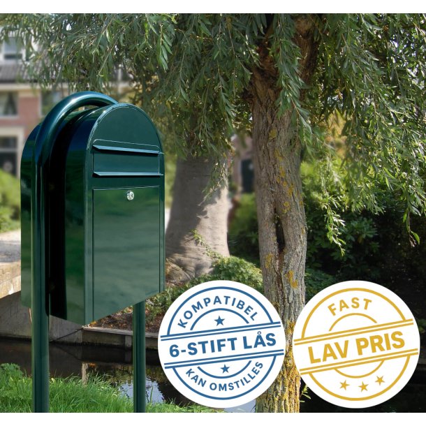 BobiClassic postkasses�t Incl. stander - SORT GR�N / M�RK-GR�N med 6 stift l�s.