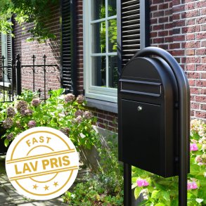 BobiClassic-S Postkasse-st med stander - smal SORT postkasse og buestander