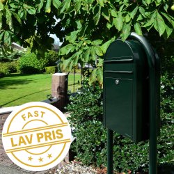 BobiClassic-S Postkasse-st med stander - smal SORT-GRN postkasse og buestander