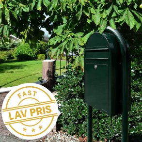 BobiClassic-S Postkasse-st med stander - smal SORT-GRN postkasse og buestander