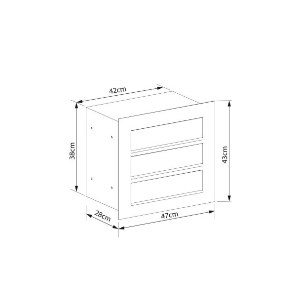 COMO Indbygningspostkasse til 3 - Rustfrit Stl