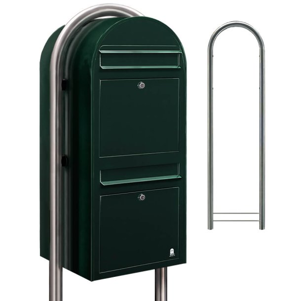 Postkasseanlg 2 familier - BobiDuo SORT-GRN - RAL6064