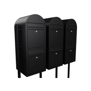 Postkasseanlg med stander - 6 enheder - BobiDuo SORT STRUKTUR