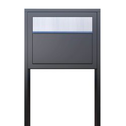 Antracit postkasse med stander - med rustfrit stl indkast - klassisk design - Elegance