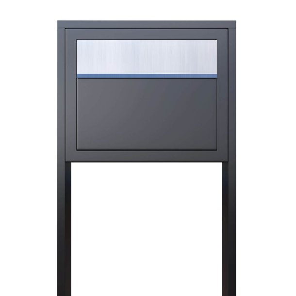 Antracit postkasse med stander - med rustfrit stl indkast - klassisk design - Elegance