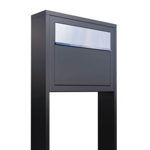 Antracit postkasse med stander - med rustfrit stl indkast - klassisk design - Elegance