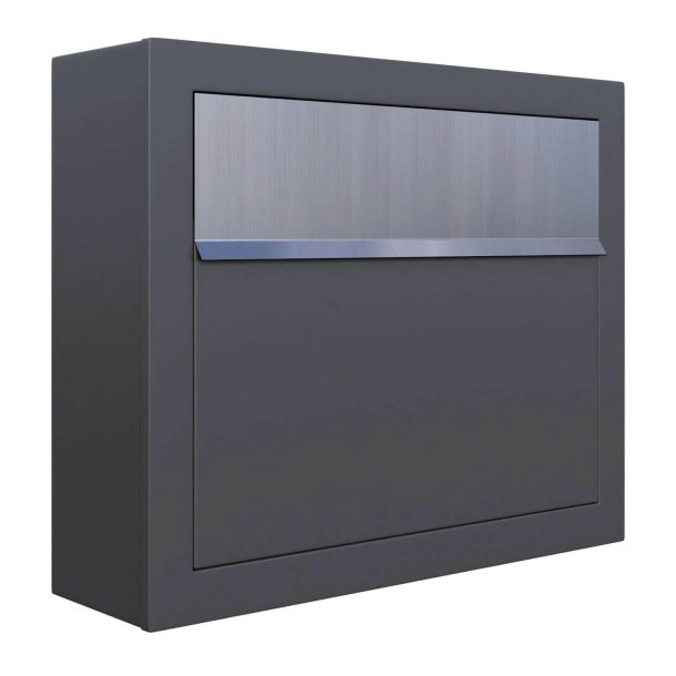 Antracit postkasse - med rustfrit stl indkast - klassisk design - Elegance