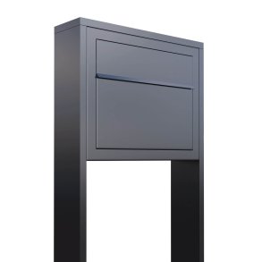 Antracit postkasse med stander - med skjult ls - klassisk design - Elegance